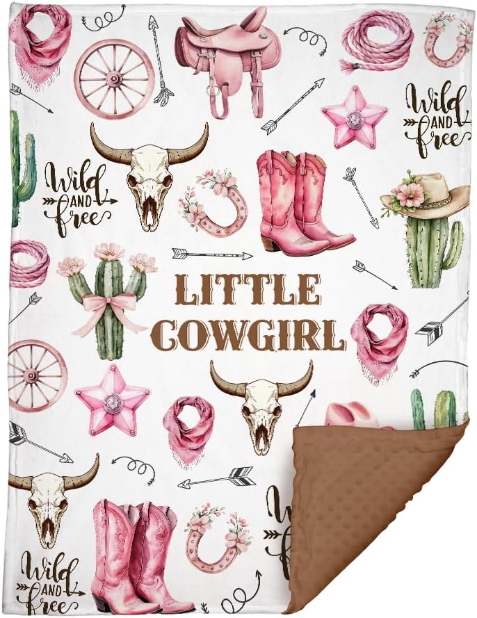 Skiennix Western Baby Blanket - Soft Cowgirl Minky Blanket for Nursery Decor | Lightweight & Warm for Newborns