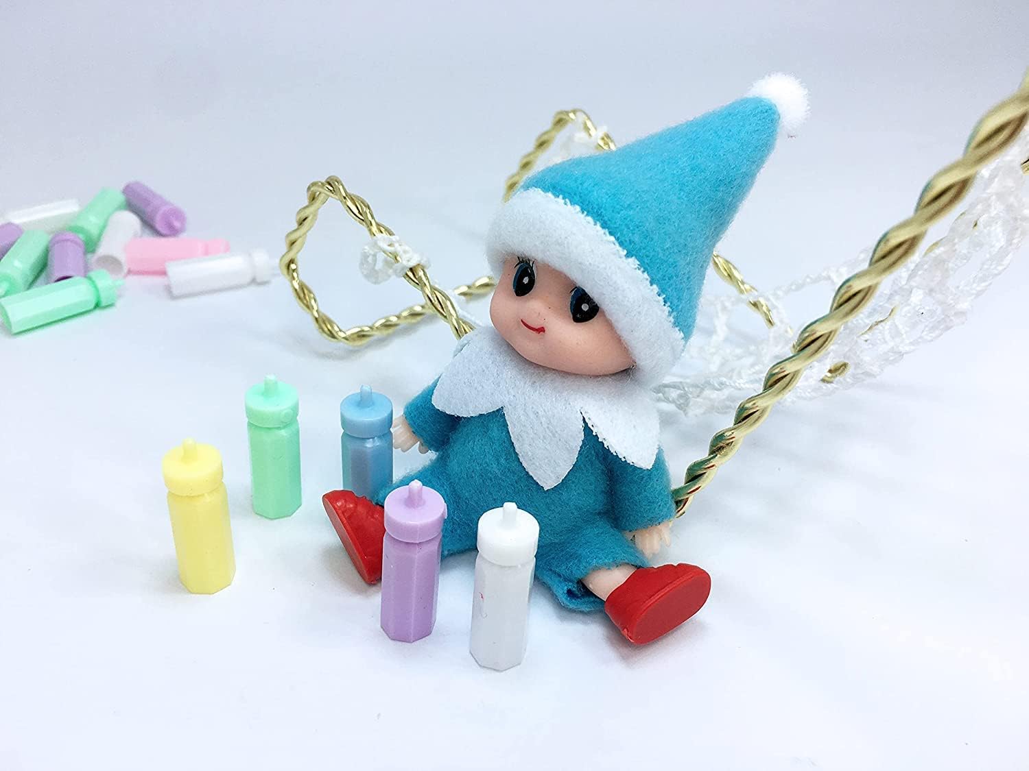 Skiennix Christmas Baby Elf Doll - Adorable Blue Jumpsuit for Holiday Cheer