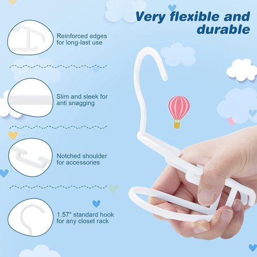GoodtoU Baby Hangers - 60 Pack Plastic Clothes Hangers for Toddler & Infant Nursery (White)