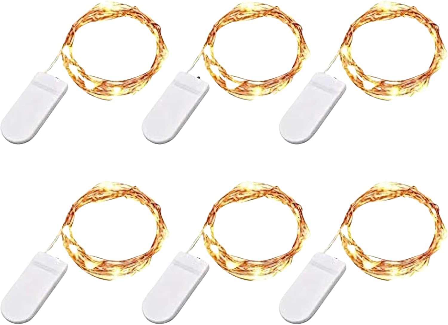 TenSteed Fairy String Lights - 6 Pack LED Firefly Lights, 7.2ft Warm White Silvery Copper Wire for Christmas & Weddings