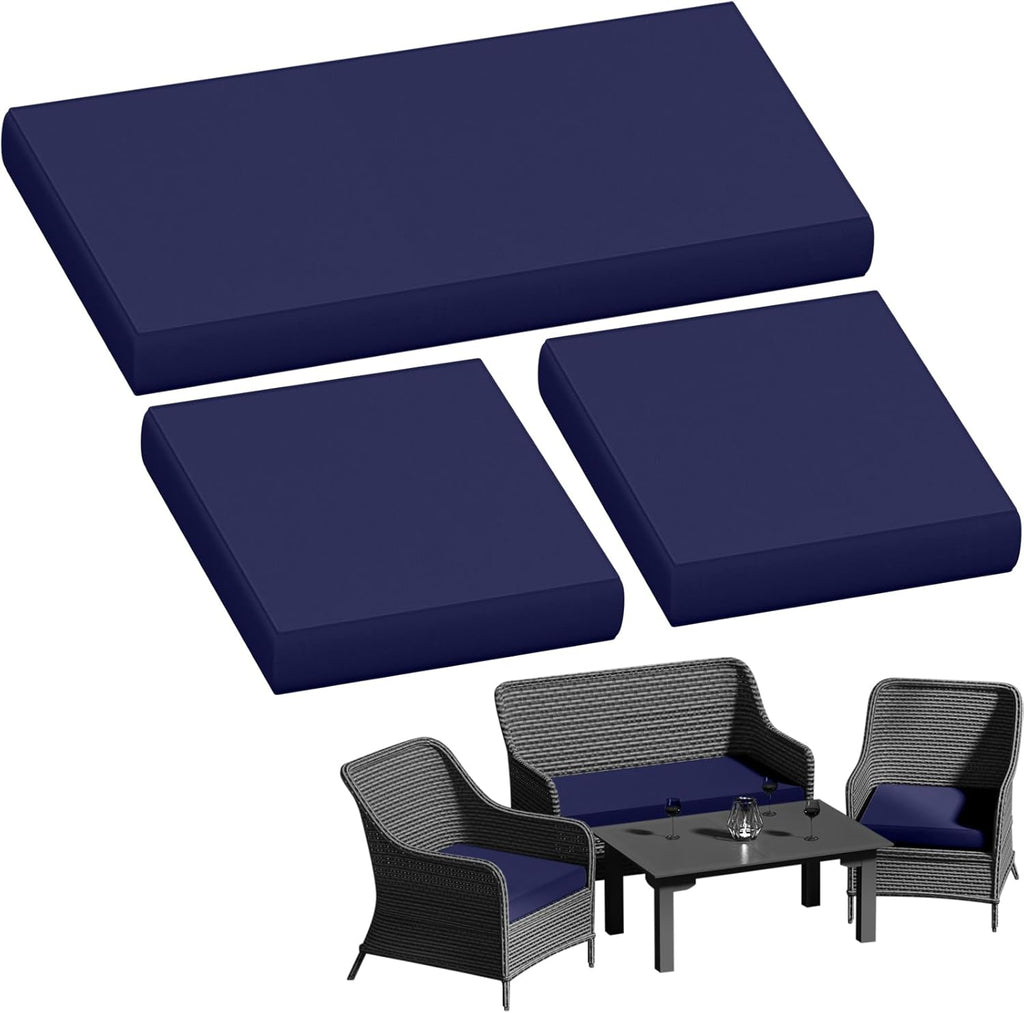 Outdoor Patio Seat Cushions by [Brand Name] - Weather & Fade Resistant 3-Pack for 4-Seater Rattan Sofa