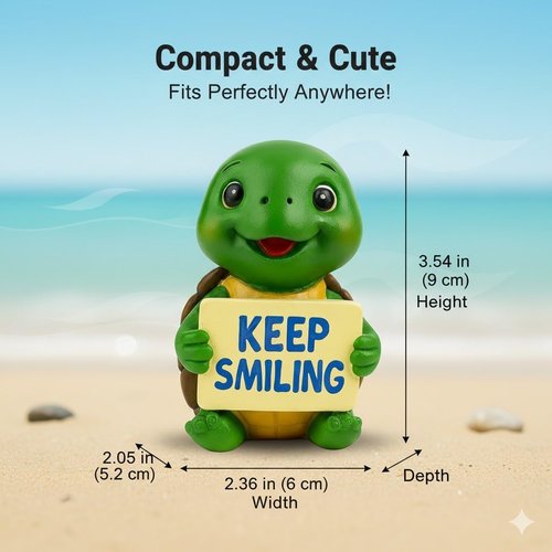 iStatue Resin Turtle Figurine - Cute Hand-Painted Desk Decor | Inspirational Miniature Ornament (Green)