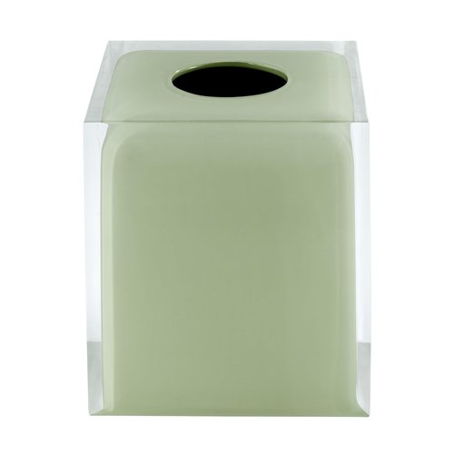 Izod - Tissue Box Cover, Clear Resin Countertop Accessories, Modern Bathroom Decor, Dorm Room Essentials (Marina Collection, Green)