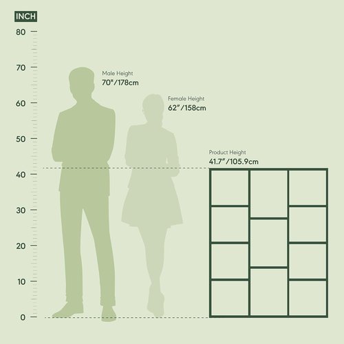 Furinno LUDER 11-Cube Bookshelf - Reversible Design, Easy Assembly | White/Green, 9.4 x 29.1 x 41.7