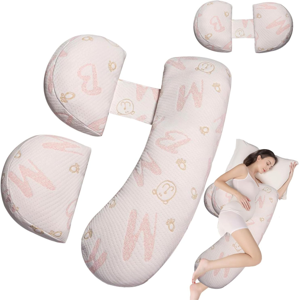 Pregnancy Pillow - Adjustable Maternity Support for Back & Belly | Soft Multi-Use Body Pillow