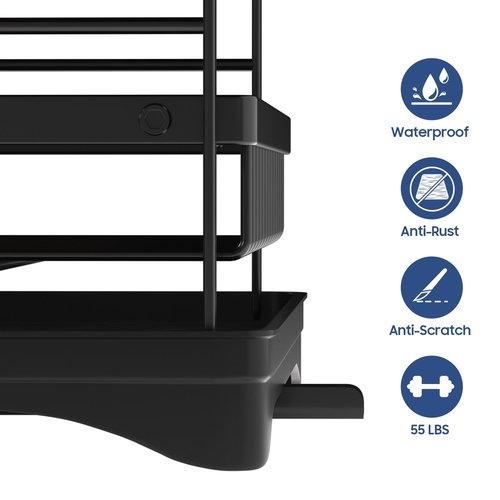PXYHMUS 2-Tier Large Dish Drying Rack for Kitchen Counter with Drainboard and Cutlery Holder, 2 Tier Dish Drying Rack, Black,16.54" D x 11.81" W x 17.71" H