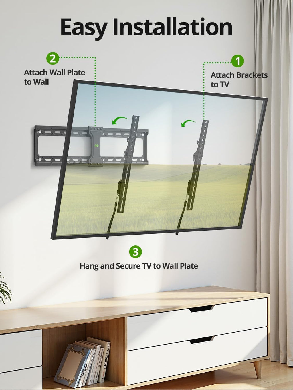 USX MOUNT Tilting TV Wall Mount - Fits 37"-95" Flat & Curved Screens, Max VESA 600x400mm, Supports 132lbs
