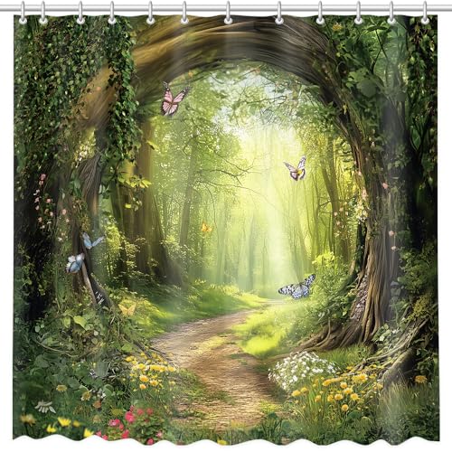 Enchanted Forest Shower Curtain - Waterproof Nature Design 72x72