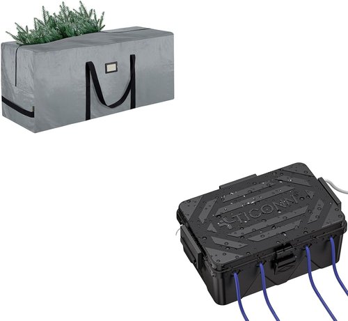 BALEINE Christmas Tree Storage Bag - 7.5 ft with Reinforced Handles & Dual Zippers | IP54 Splash-Proof Outdoor Electrical Box