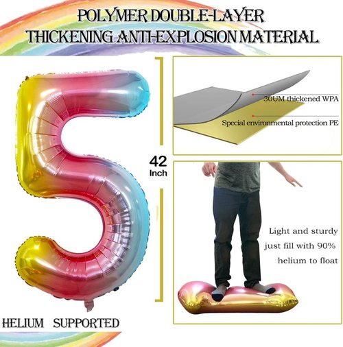 GOER Jumbo 42-Inch Foil Balloons - 50th Birthday Party Decorations | Rainbow Helium Balloons