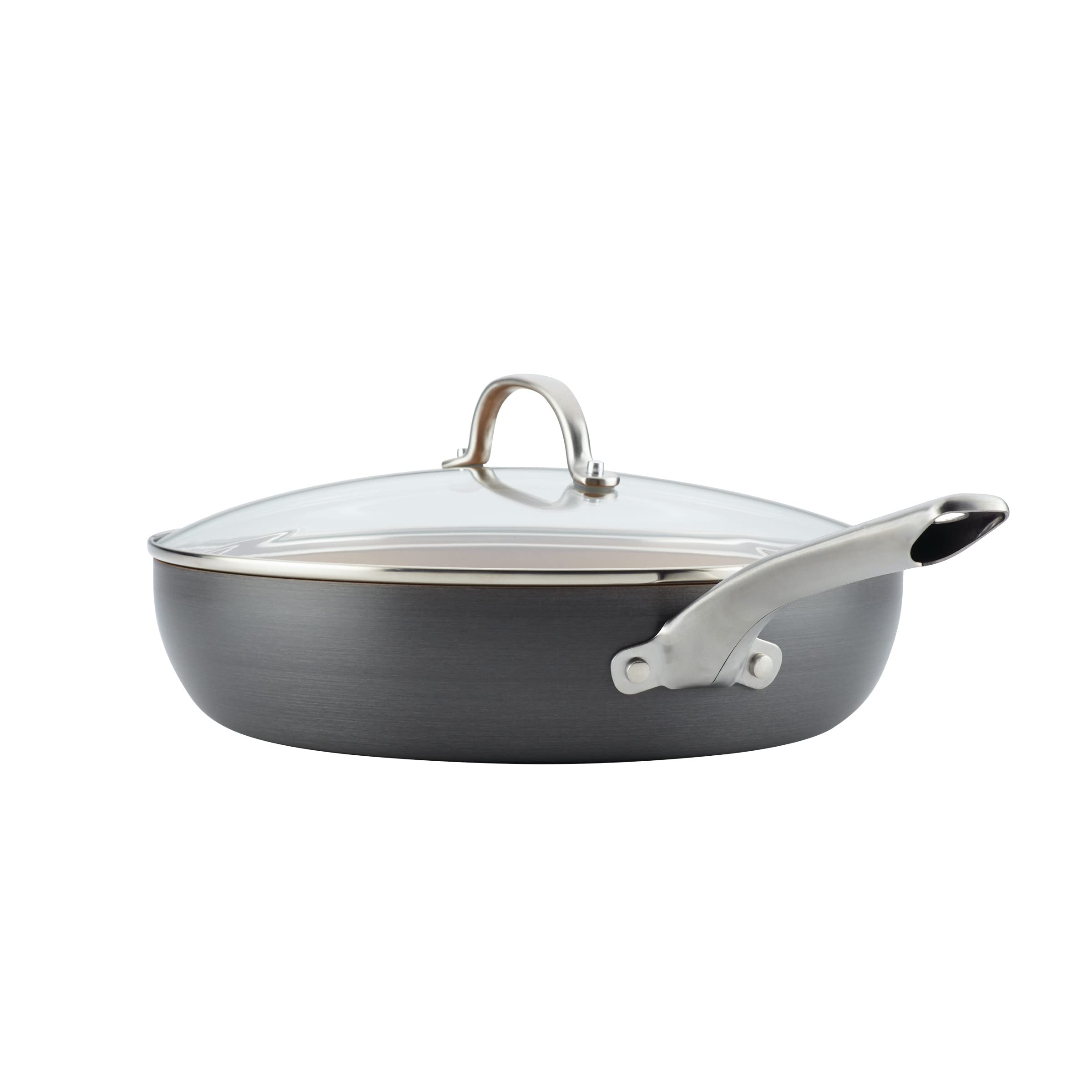 Ayesha Curry Kitchenware Ayesha Curry Home Collection Hard Anodized Nonstick Cookware Pots and Pans Set, 9 Piece, Charcoal Gray