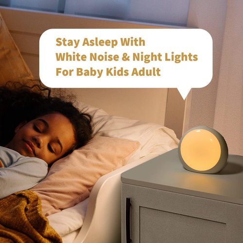 iDealSleep White Noise Machine - 30 Soothing Sounds & 12 Color Night Lights | Auto-Off Timer for Calming Sleep
