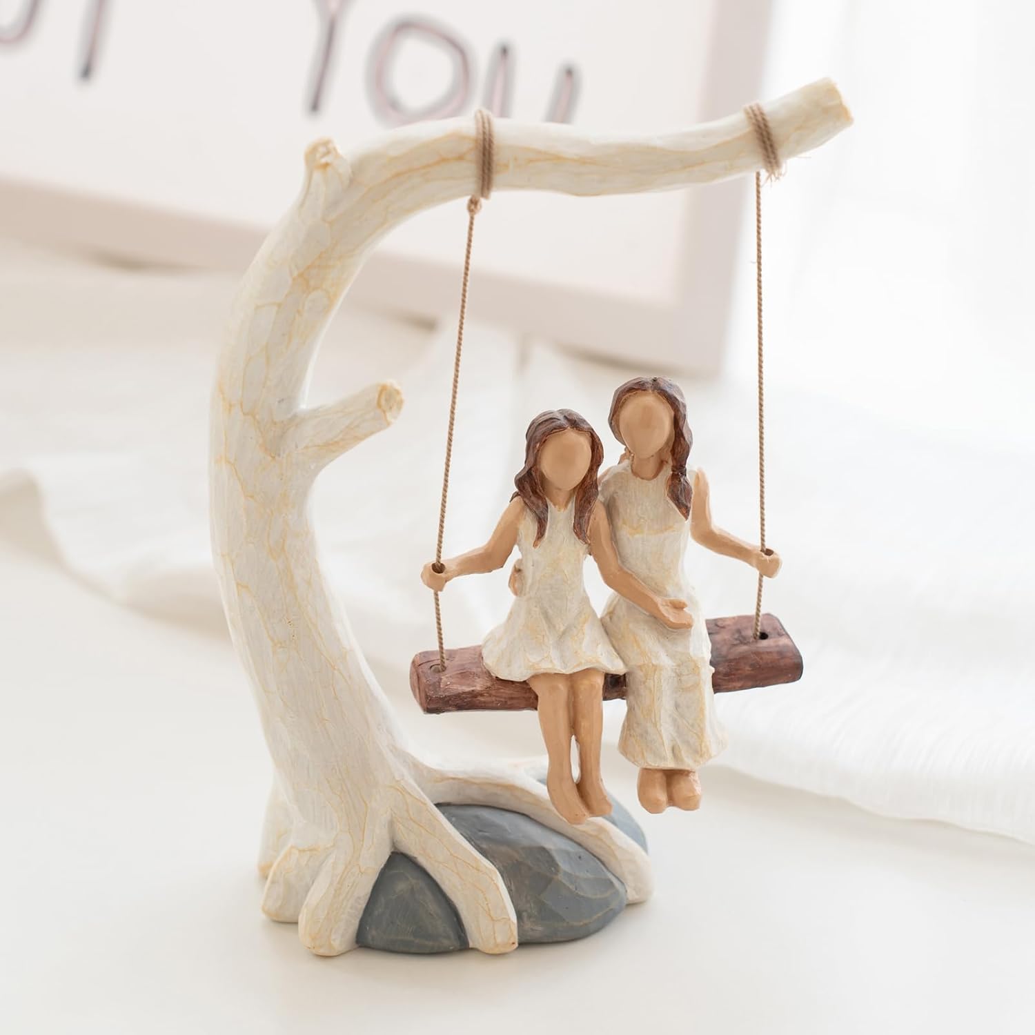 Regine Switzerland Swing Statue - Hand-Painted Mother Daughter Figurine | Perfect Birthday Gift