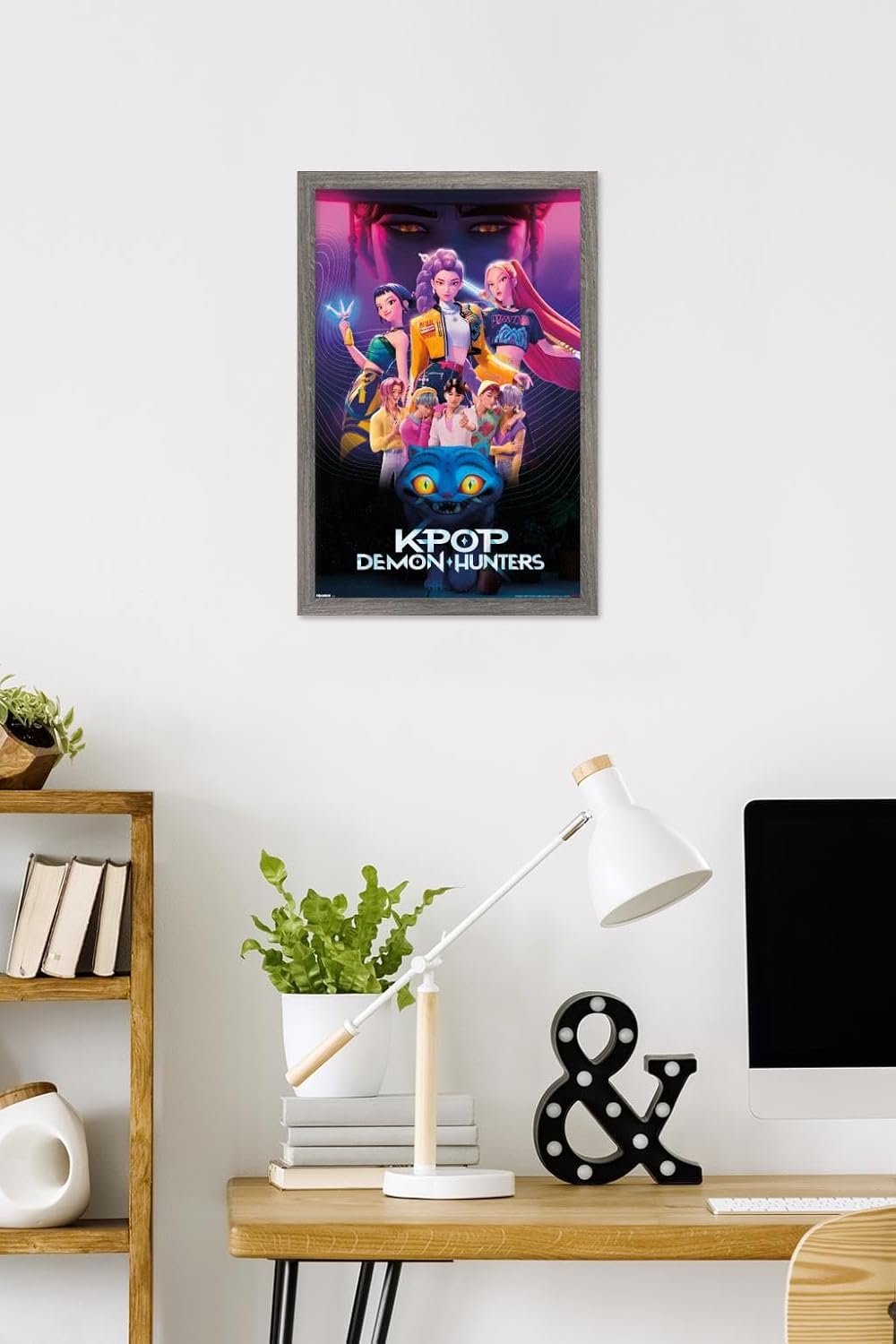 Netflix KPop Demon Hunters Wall Poster - Barnwood Framed, 22.4L x 14.7W for Stylish Decor