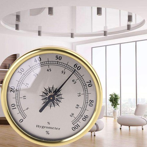 HELYZQ 72mm Round Gold Hygrometer Humidity Meter Gauge Ring Surface - No Battery Needed