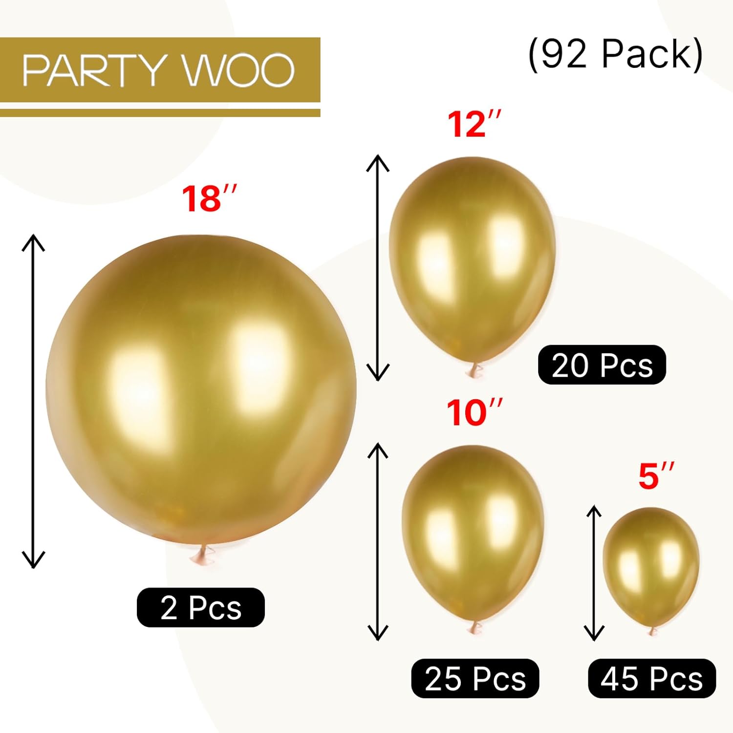 PartyWoo Gold Balloon Arch Kit - 85pcs in Various Sizes for Birthday, Wedding, Baby Shower Decor