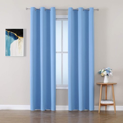 ChrisDowa Grommet Blackout Curtains - Thermal Insulated Room Darkening Panels, Sky Blue, 42W x 84L