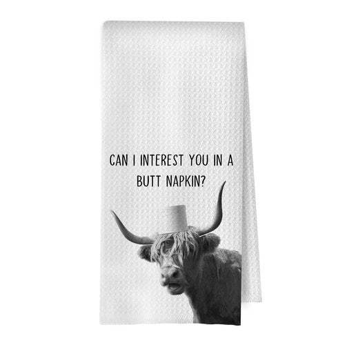 BlissfulAbon Highland Cow Bathroom Towels - Funny Farmhouse Cow Decorative Waffle Weave Hand Towels, Western Bathroom Towel, 16×24 Inches