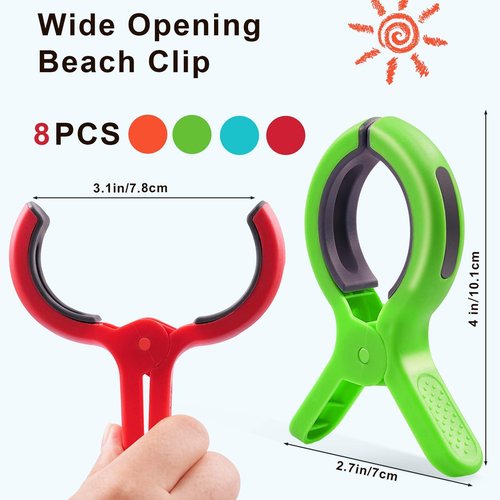 Large Beach Towel Clips for Beach Chair, Heavy-Duty Plastic Clothes Pins, Towel Clips for Beach Chairs Cruise-Keep Your Towel from Blowing Away, Vacation Beach Must Have Beach Chair Clips