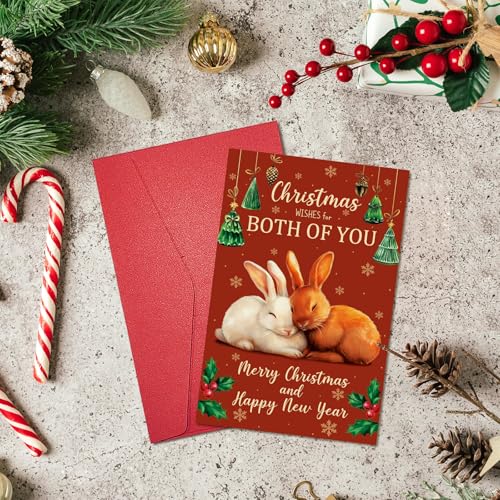 RollupJoy Cute Rabbit Christmas Card for Couples and Friends
