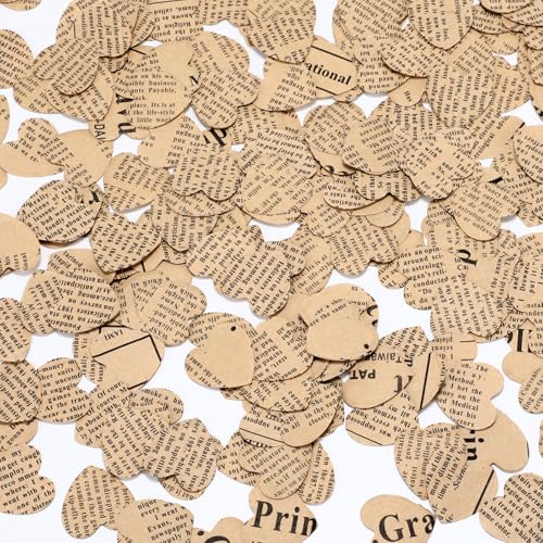 1200 Pcs Heart-Shaped Book Page Confetti for Party Decor