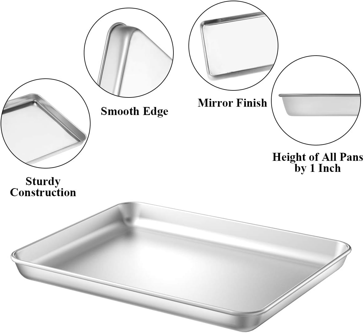 Wildone Baking Sheet Set - Stainless Steel Cookie Pans with Cooling Racks | 10 x 8 Inch, Non-Toxic & Easy Clean