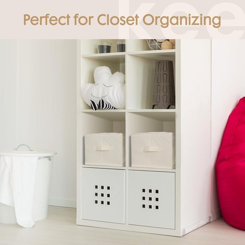Criusia Large Clothes Organizer - 6 Pack Foldable Fabric Storage with Handles for Wardrobe | Beige