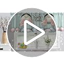 Easter Bunny Window Valance 54x18 Inches - Blue Egg Design
