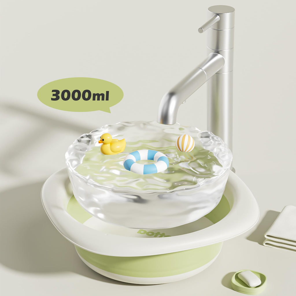 Bellglee 3-Pack Collapsible Wash Basin Set, Baby Kids Foldable Small Wash Basin, Portable Plastic Basins for Bottles, Travel, Camping, Laundry