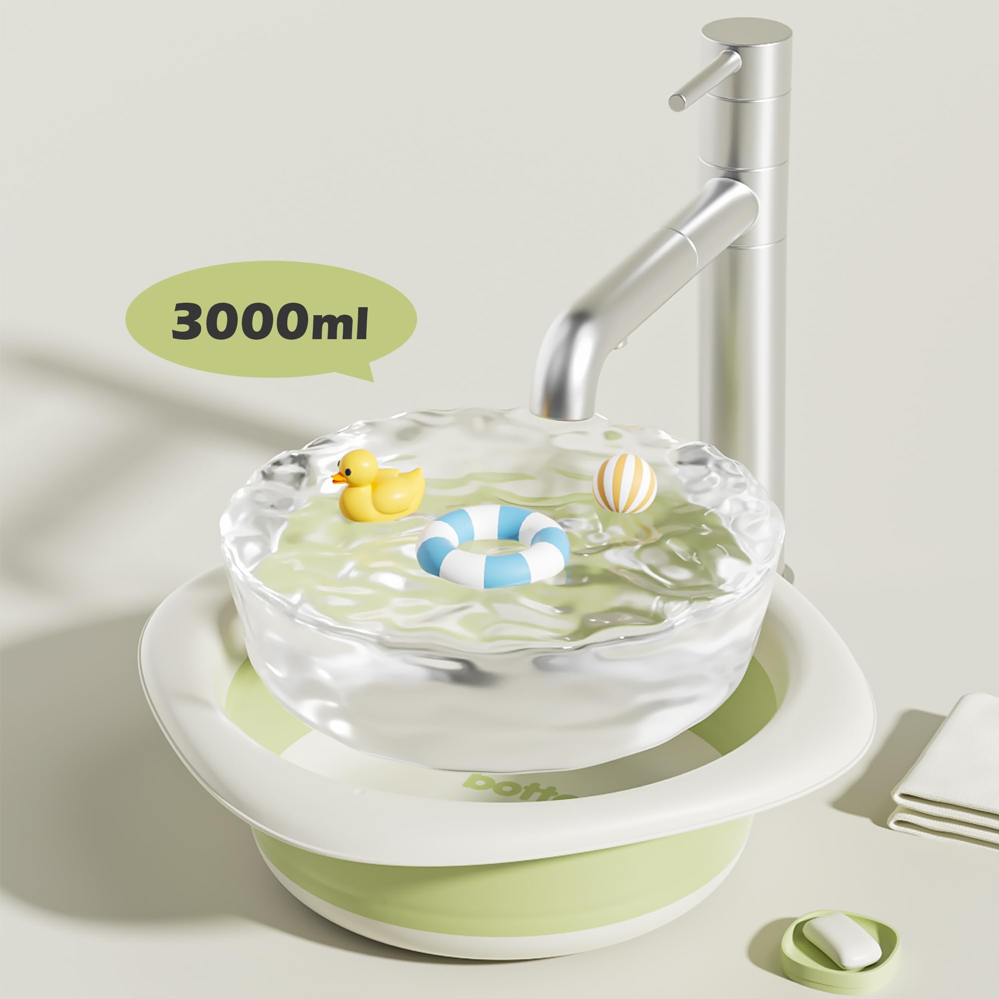 Bellglee 3-Pack Collapsible Wash Basin Set, Baby Kids Foldable Small Wash Basin, Portable Plastic Basins for Bottles, Travel, Camping, Laundry