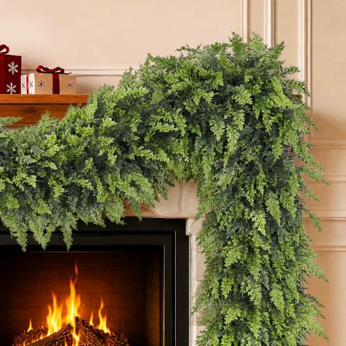 9FT Christmas Cedar Garland Real Touch Artificial Greenery 2 Pack