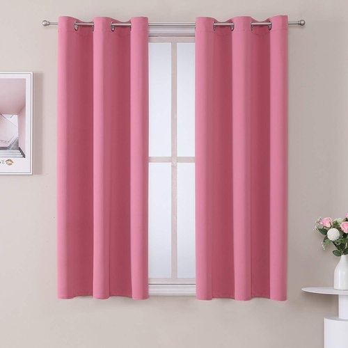 ChrisDowa Blackout Curtains - Room Darkening Thermal Insulated Panels Set (Pink, 38W x 45L)