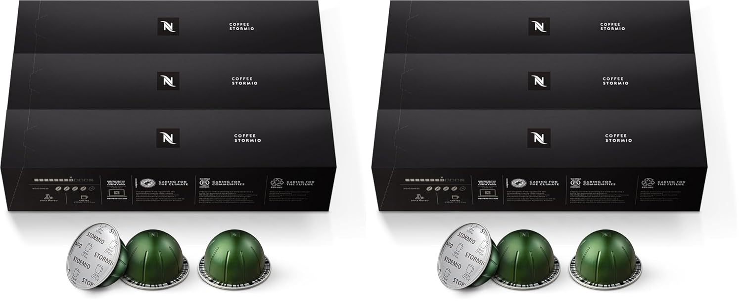 Nespresso Vertuo Stormio Dark Roast Coffee Capsules - 30-Count Pods for 7.8oz Brews (Pack of 2)