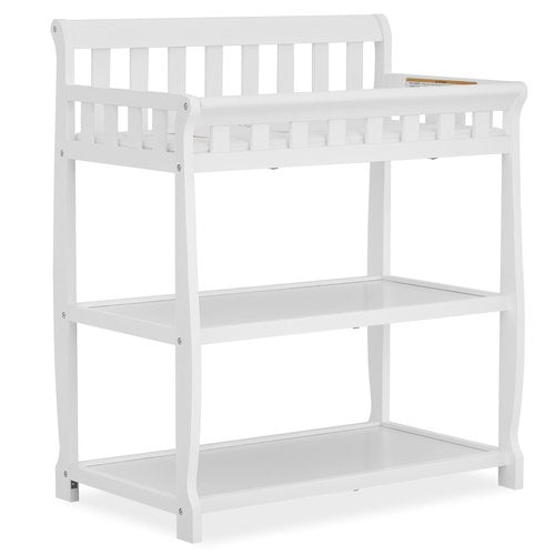 Dream On Me Ashton 2-in-1 Changing Table & Nightstand in White – Solid New Zealand Pinewood, Safety Rails, Spacious Storage Shelves & Water-Resistant Changing Pad, Converts to Nightstand