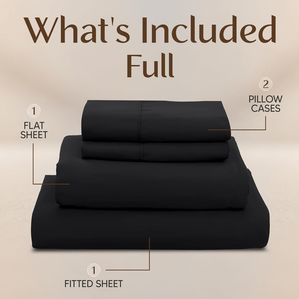 Utopia Bedding Full Sheet Set - Soft & Breathable 4-Piece Microfiber Bed Sheets for Full Size Bed | Black