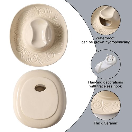 Hanging Wall planters for Indoor Plants, Ceramic Cowboy Wall vases for Flowers, for Bathroom, Living Room, Office, and Home Decor.7.9 x 7.2 x 2.4IN