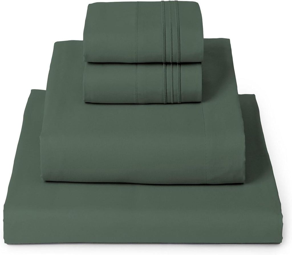 Mellanni King Sheets Set - 4 PC Hotel Luxury Bedding | Extra Soft, Cooling, Wrinkle-Resistant (Emerald Green)