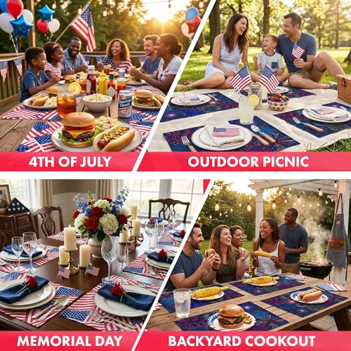 22-Pack Patriotic Disposable Paper Placemats - Reversible Design