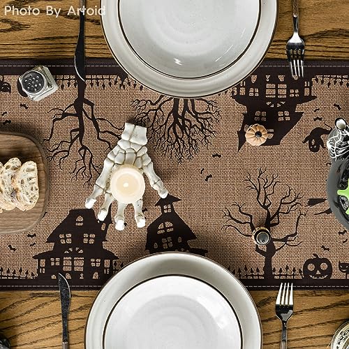 Halloween Table Runner 13x90 Inch Black Brown Polyester Home Party Decor