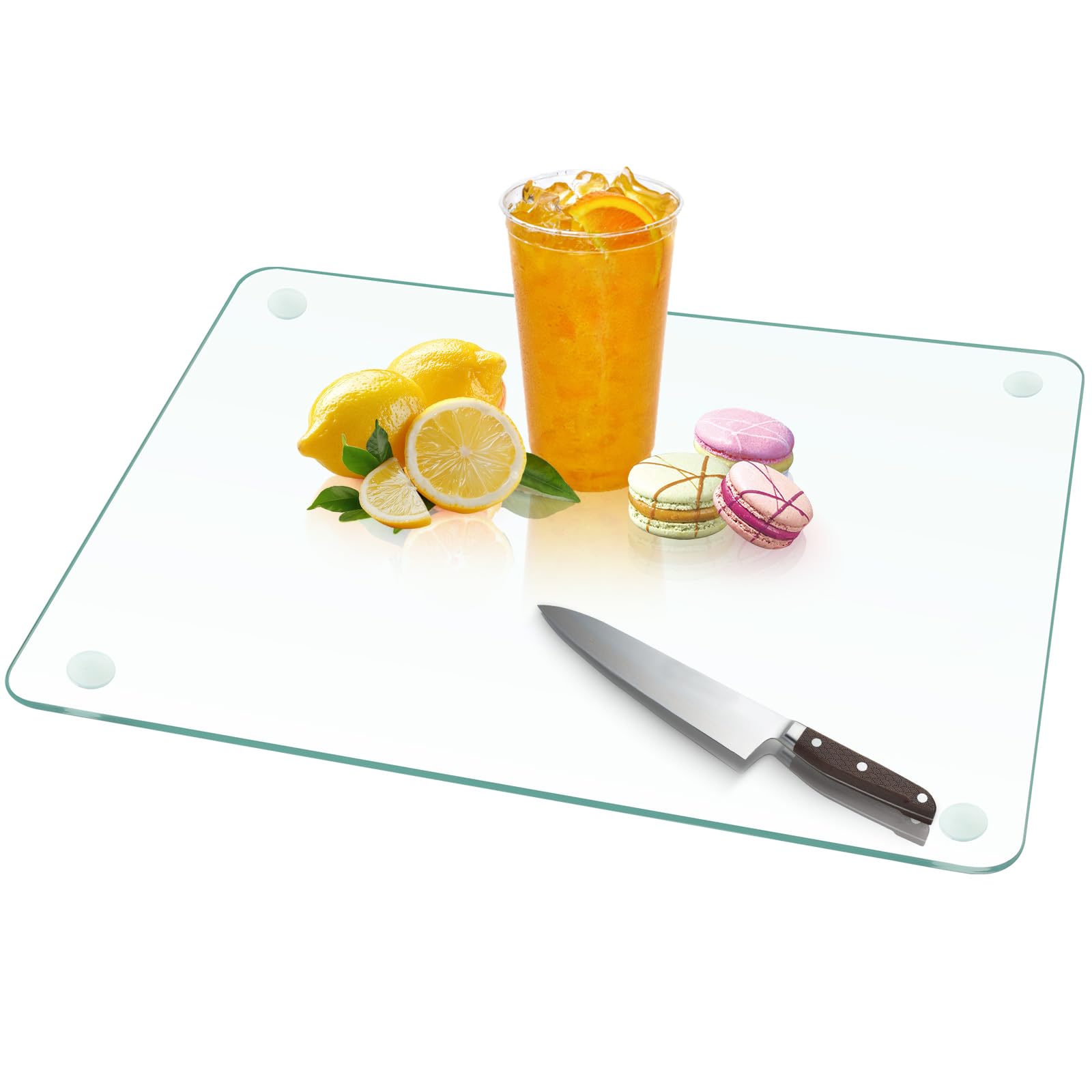 Tempered Glass Cutting Board for Kitchen,3 Pack Clear Glass Cutting Board with Rubber Feet, Scratch, Heat, Shatter Resistant and Easy to Clean(8"x12" & 10"x14" & 12"x16")