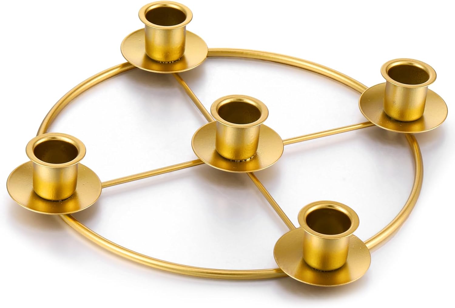 Newtay Christmas Advent Wreath Candle Holder - 5 Candle 8.5 Inch Metal Ring for Holiday Home Decor | Gold