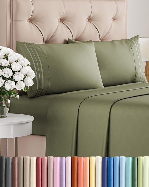 Comfy Breathable & Cooling Full Size 4 Piece Sheet Set by [Brand Name] - Luxury Hotel Bedding in Sage Green - Deep Pockets, Soft & Wrinkle-Free