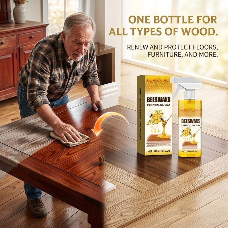 Natural Beeswax Wood Polish Spray - Cleaner & Protector Kit