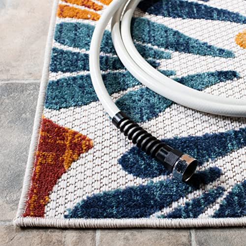 SAFAVIEH Washable Rug Outdoor Cabana Collection - 2' x 6' Runner, Cream & Red, Non-Shedding & Easy to Clean, Ideal for Patio, Backyard, Mudroom (CBN800A)