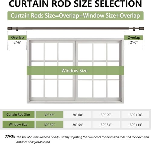 Adjustable Bronze Curtain Rods by [Brand Name] | 30-45 Inch for 30-39 Inch Windows with Brackets