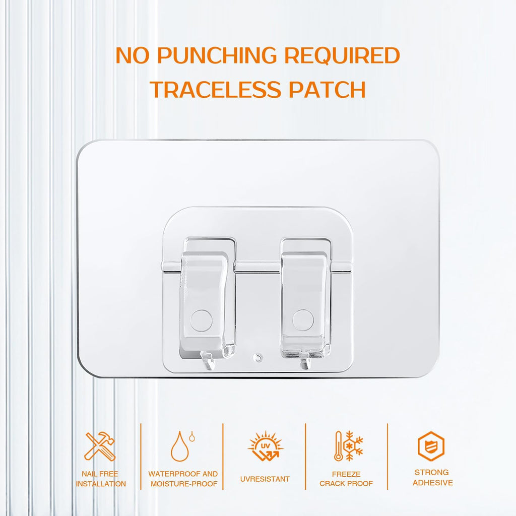Skiennix Outdoor String Light Clips - 90Pcs Heavy-Duty Adhesive Hooks for Christmas Lights | Waterproof & Clear