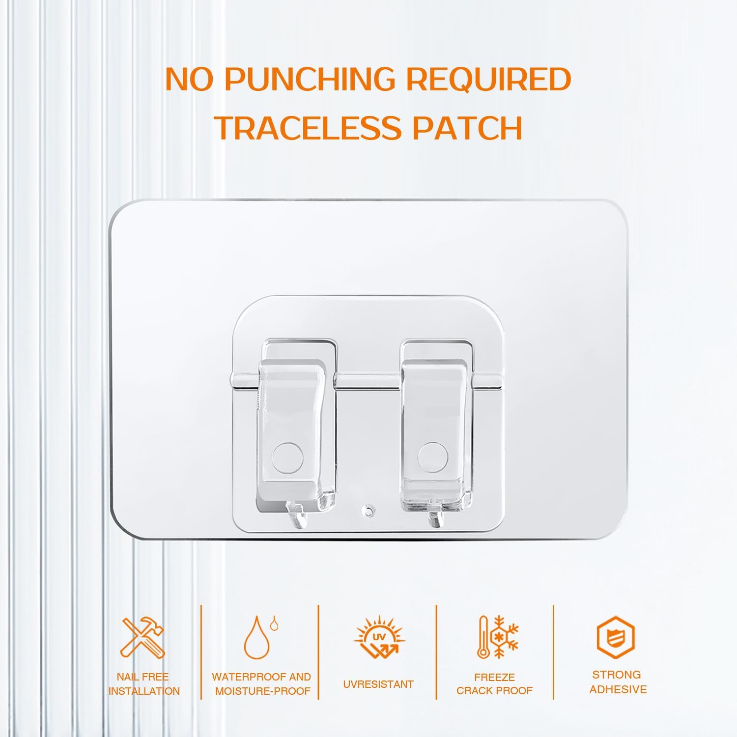 Skiennix Outdoor String Light Clips - 90Pcs Heavy-Duty Adhesive Hooks for Christmas Lights | Waterproof & Clear