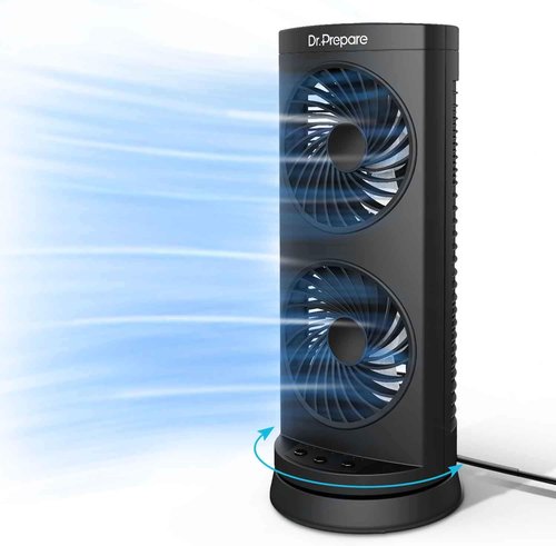 Dr. Prepare Tower Fan - Portable Oscillating Cooling Fan with 3-Speed Options & 110° Oscillation | 13 Inch for Bedroom & Office