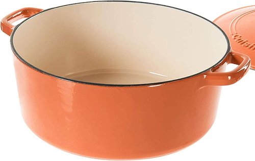 Cuisinart Enameled Cast Iron Round Casserole - 7-Quart in Terracotta Orange for Perfect Cooking