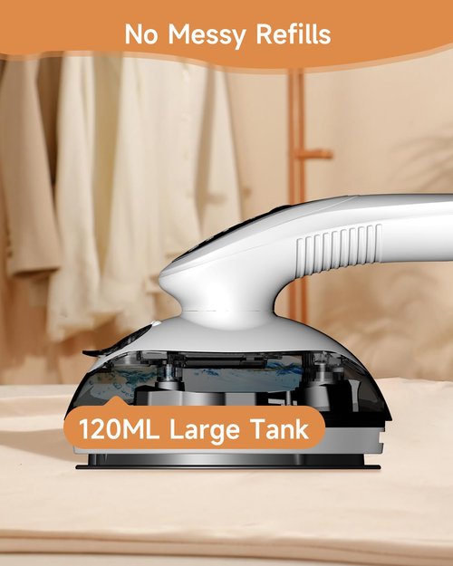 Portable Steam Iron for Clothes, 1100W, 20g/min Steam Flow, 120ML Large Tank, 25s Fast Heat Up, Ceramic Soleplate, 5.8Ft Cord, Small Iron for Travel, Home Use
